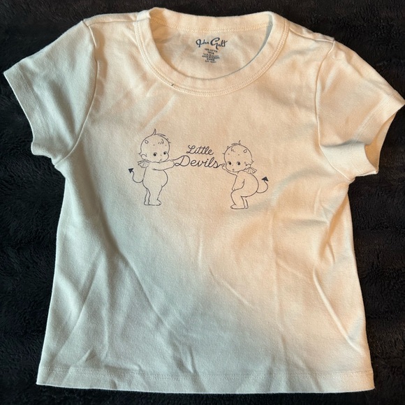 Brandy Melville Little Devil White Tshirt - Picture 3 of 5